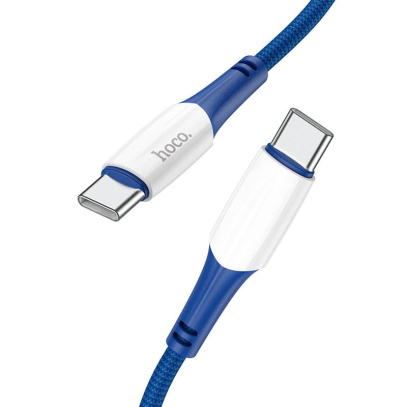 Кабель hoco. Fast charging data cable разъем Type-C – Type-C, 1 м (X70) Синий