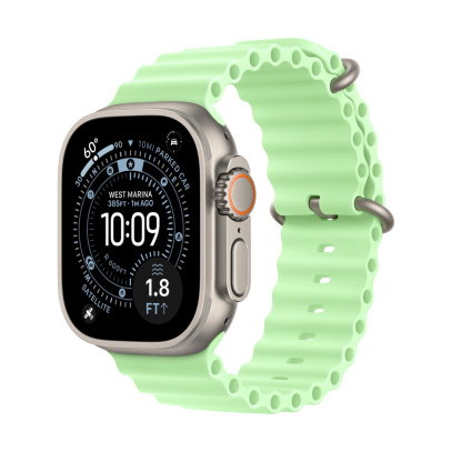 Apple Watch Ultra 3 (2025), 49 мм корпус из титана цвета «Natural», ремешок Ocean Band цвета «Neon Green»