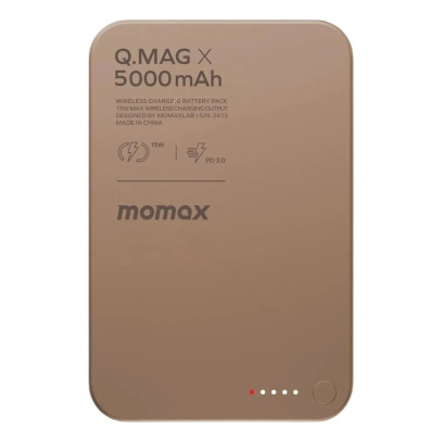 Внешний аккумулятор MOMAX 5000mAh Q.Mag Ultra Slim Magnetic Wireless Battery Pack (IP116AL2) Бронзовый
