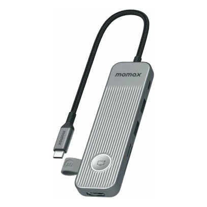 Хаб Momax OneLink USB-C 7в1 Type-С+3xUSB-A+HDMI 4K60Hz+SD/TF Серый