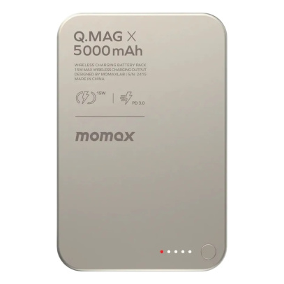Внешний аккумулятор MOMAX Q.MAG X Ultra Slim Magnetic Wireless Battery Pack Титан