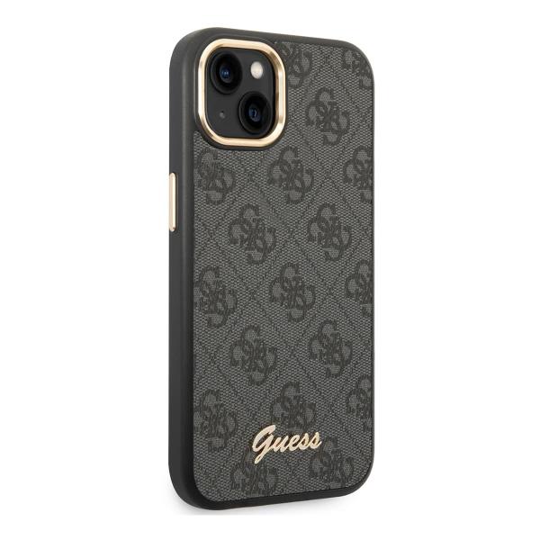 Чехол Guess для iPhone 14 CG Mobile PU 4G Script metal logo Hard (GUHCP14SHG4SHK) Черный