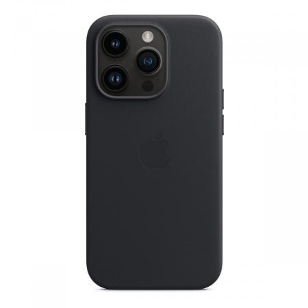 Чехол Leather Case MagSafe для Apple iPhone 14 Pro «Midnight» Черный