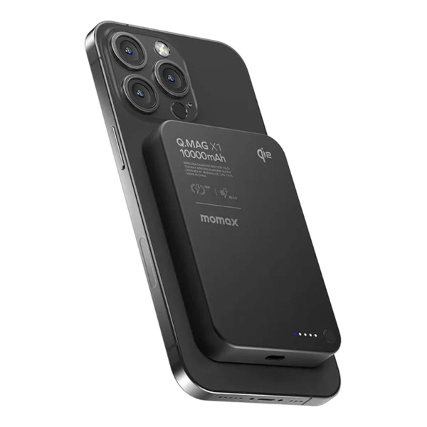 Внешний аккумулятор MOMAX 10000mAh IP136Q2D Q.Mag X1 Qi2 Magnetic wireless Power Bank Gen 2 Чёрный