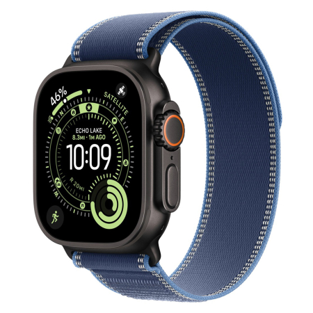 Apple Watch Ultra 3 (2025), 49 мм корпус из титана цвета «Black», ремешок Trail Loop размера M/L цвета «Blue/Bright Blue»