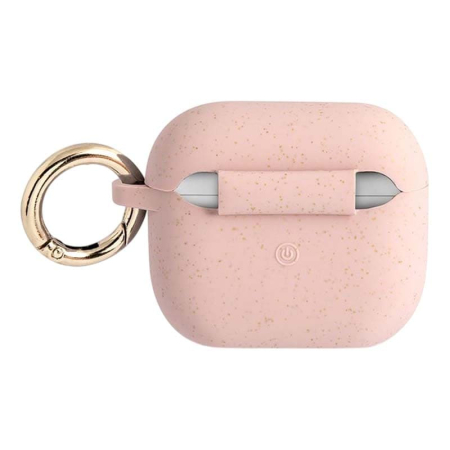 Чехол Guess с карабином для AirPods 3 CG Mobile Silicone with ring, цвет Блестящий (GUA3SGGEP) Cветло-розовый