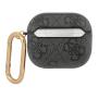 Чехол для Airpods 3 Guess PU leather 4G с карабином и металлическим логотипом (GUA34GSMK) Серый