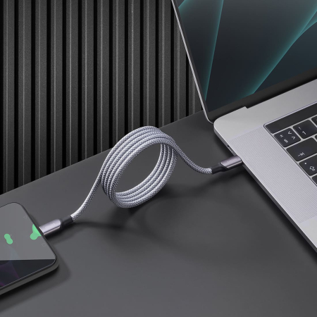 Дата-кабель Deppa Magneto, USB-C - USB-C, 100Вт, 1,5 м, магнитный, нейлон (72549) Серый