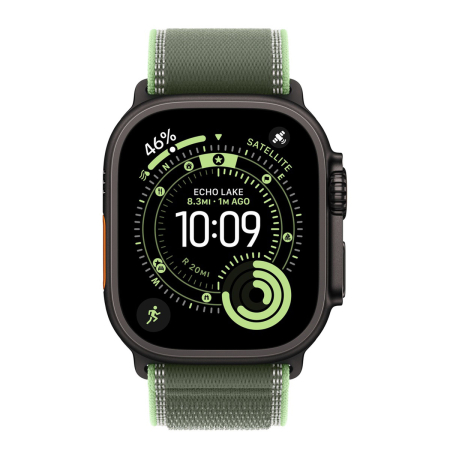 Apple Watch Ultra 3 (2025), 49 мм корпус из титана цвета «Black», ремешок Trail Loop размера S/M цвета «Green/Neon»