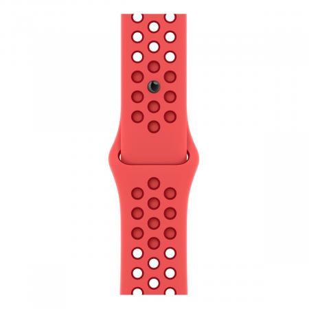 Apple Watch Nike SE (2022), 40 мм корпус из алюминия цвета «Starlight», ремешок Nike Sport Band размера S/M цвета «Bright Crimson/Gym Red»