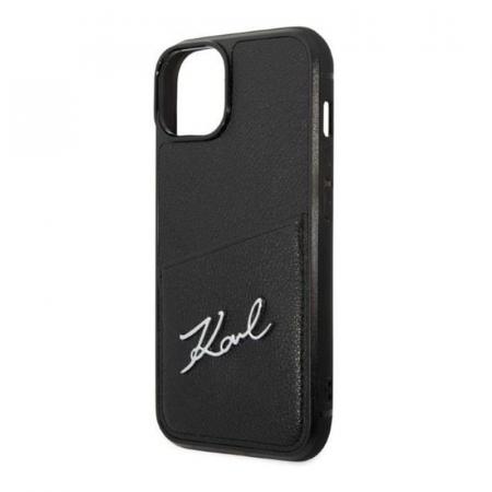 Чехол для iPhone 14 Karl Lagerfeld PU with Cardslot Signature logo Hard (KLHCP14SCSSK) Черный